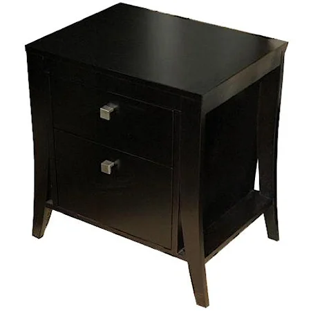 Contemporary 2 Drawer Nightstand with Flared Legs